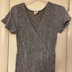 Black-and-White Striped Maxi Dress Size L